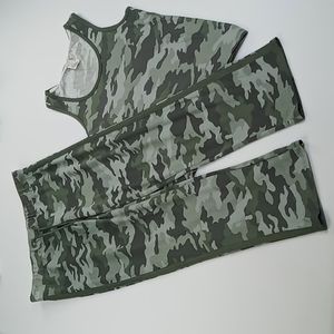 Lucky Brand Camo Tank Top And Drawstring Lounge/Sweat Pants Size Small